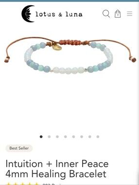 Lotus And Luna Intuition And Inner Peace 4mm Healing Bracelet